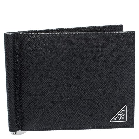 prada saffiano leather money clip wallet